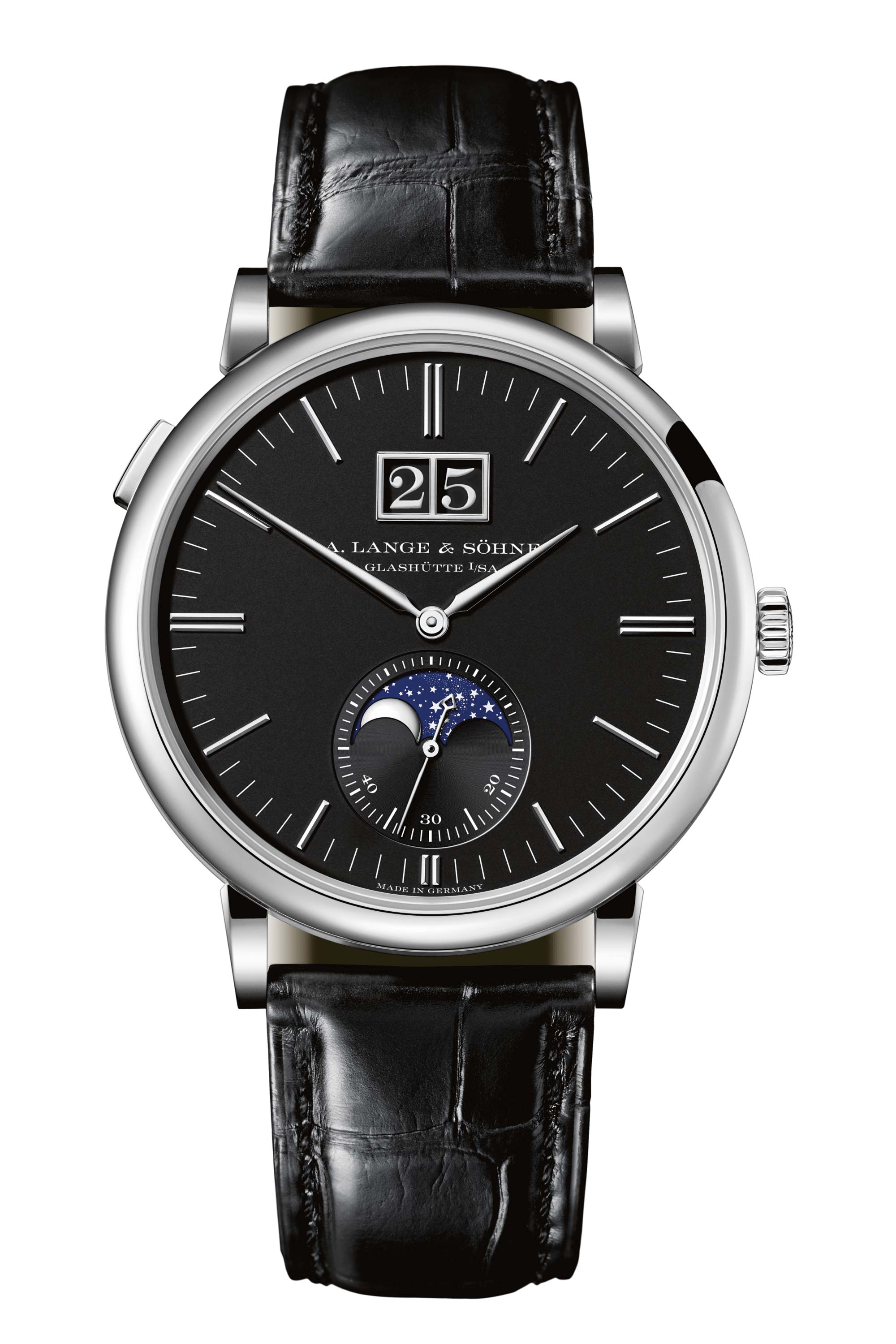 A. LANGE & SÖHNE Saxonia Outsize Date White Gold Black Dial 384.029