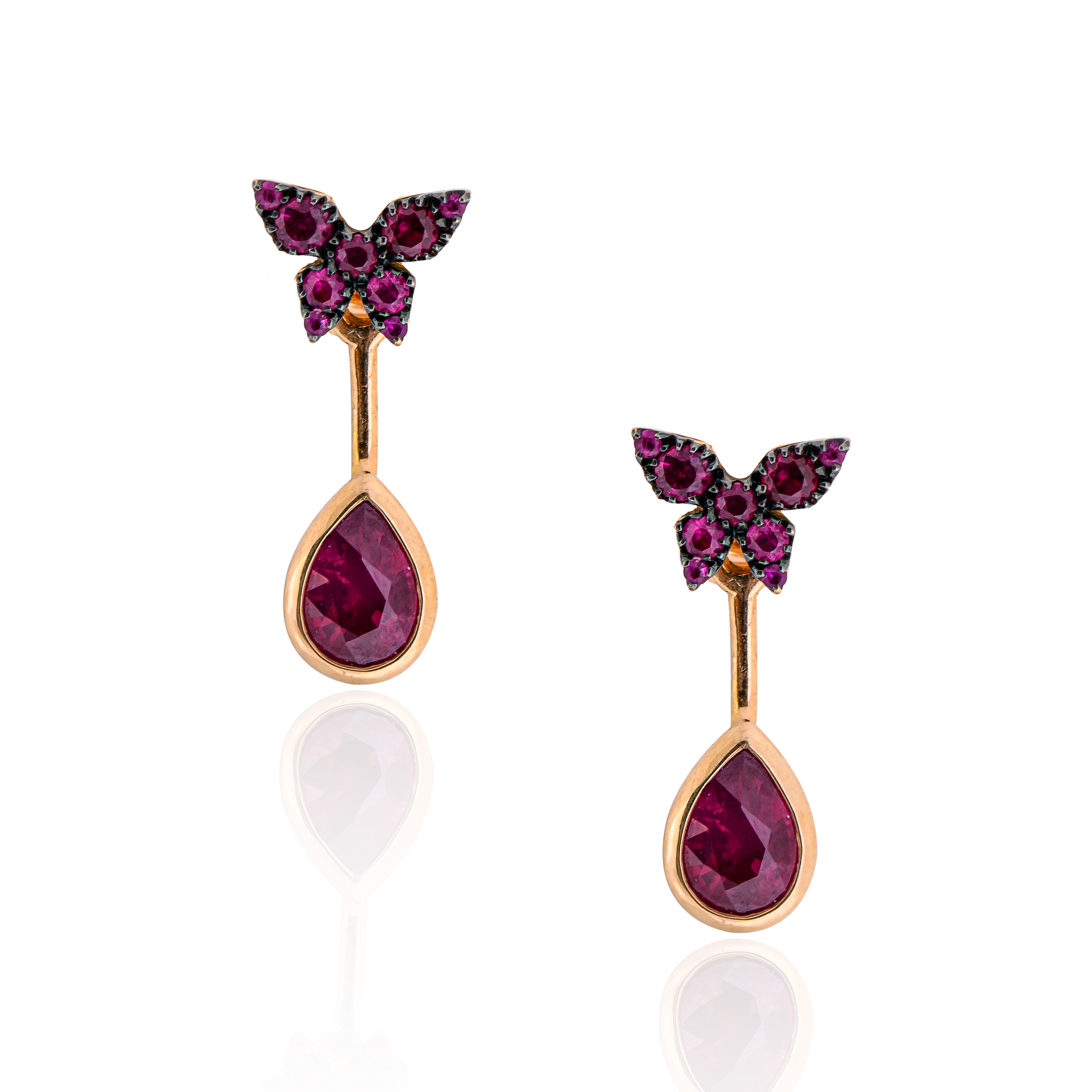 ruby butterfly earrings