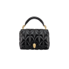 Serpenti Sugarloaf medium shoulder bag in black calf leather with a maxi Calla Matelassé motif and black nappa leather lining. Captivating snakehead magnetic closure in gold-plated brass embellished with red enamel eyes.