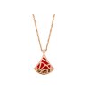 Divas' Dream necklace with pendant in 18 kt rose gold, set with a carnelian element and pave diamonds