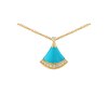 Divas' Dream 18 kt yellow gold necklace set with a turquoise element, a round brilliant-cut diamond and pav diamonds.