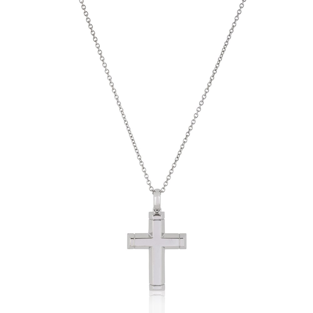 Real white deals gold cross necklace